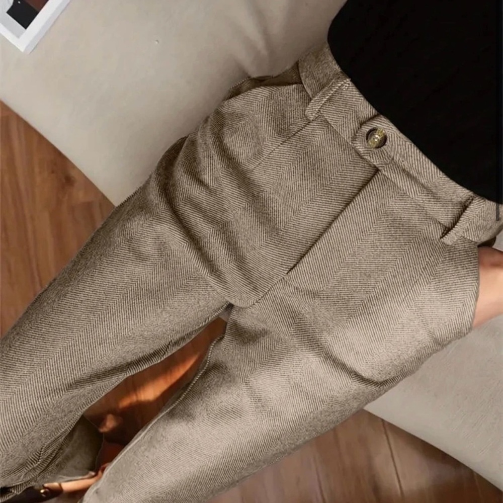 Forever 21 Tan Herringbone Trousers